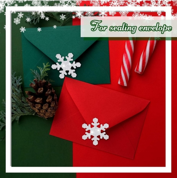 Christmas Holiday Glitter Snowflake Stickers 15pcs - Picture 3 of 6